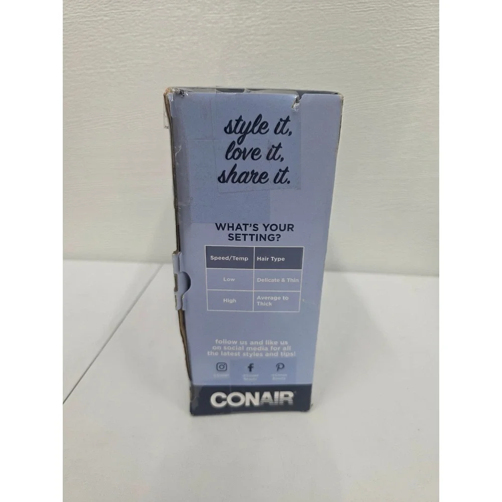 Conair 1875 Watt Mid-Size Hair Dryer Navy Blue 2 Heat Speed Settings L1019.1